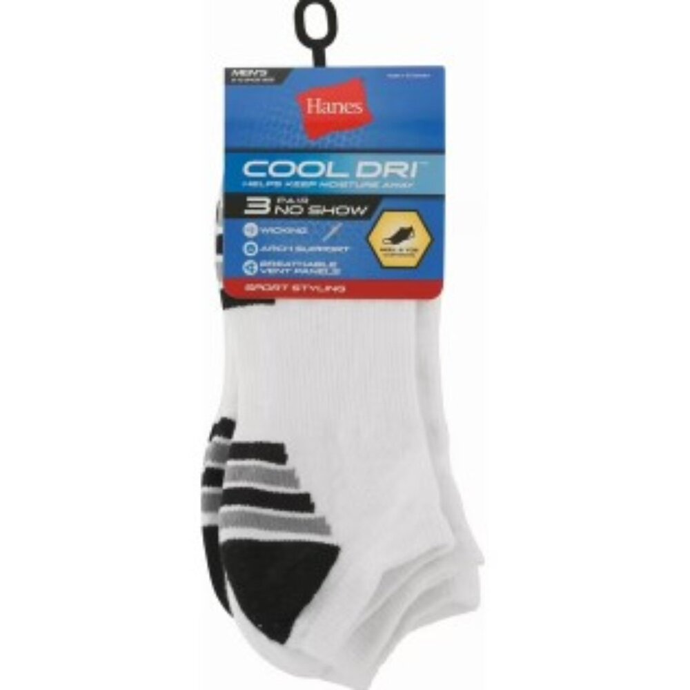 SEALED 3 Pack Hanes Cool Dri Comfort Cushion Low Cut Socks 6-12